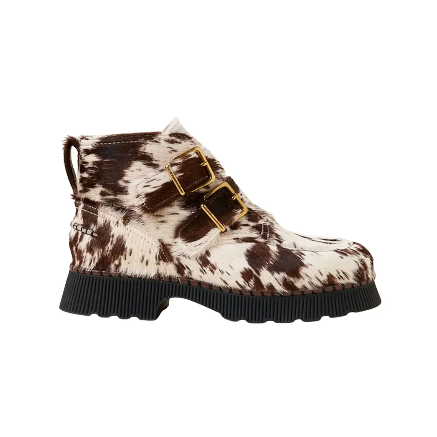 Women's Charlotte Stone Liam Leather Platform Boot - Buckle-Accented Women's Footwear, Stylish Shoe I131
