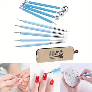 9PCS Sculpting Stylus, Stainless Steel Dotting Modeling Tools Clay Indentation DIY Ceramics Pottery Carving Tool Embossing Sculpting Set