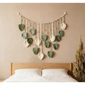 Boho Style Leaf Design Wall Hanging Tapestry, 1 Count Modern Feather Wall Art, Wall Decor for Home Living Room Bedroom, Interior Wall Decor, Home Decor, Boho Decoration, Hanging Decor, Hangable