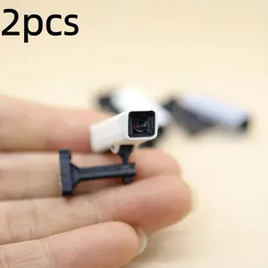 2Pcs Mini Fake Surveillance Camera | Realistic CCTV Prop for Dollhouse | Miniature Scene Decor | Non-Electric Plastic Model for Craft Photography & Diorama