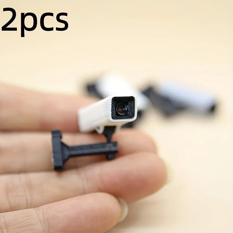 2Pcs Mini Fake Surveillance Camera | Realistic CCTV Prop for Dollhouse | Miniature Scene Decor | Non-Electric Artificial Plastic Model for Craft Photography & Diorama Decoration