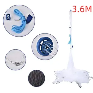 12FT Hand Cast Fishing Cast Net, Easy Throw Strong Nylon Bait Trap Mesh