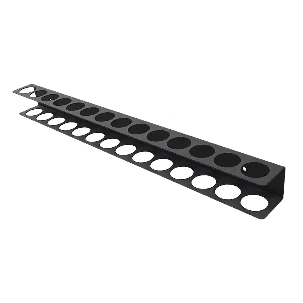 14-Hole Powder Coat Wall-Mounted Detail Brush Organizer for Garages, 1.6x1.6x15.75 Inches Space-Saving Tool Rack with Expanding Anchor Mounts for Easy Tool Access