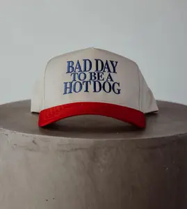 Bad Day to Be a Hot Dog Embroidered Baseball Cap Fourth of July Hat for Her Him Summer Funny Trendy Unisex Cotton Twill 6-Panel Snapback Adjustable