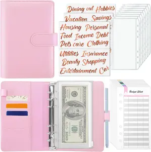 Budget Binder with Zipper Envelopes, A6 Money Organizer for Cash Saving Binder with 39 Rose Gold Stickers & Expense Budget Sheets, Cash Envelopes for Budgeting and Saving Money