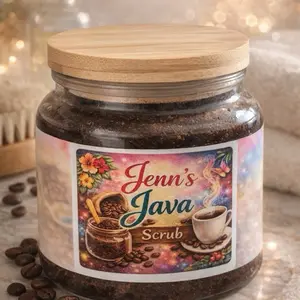 Jenn’s Java All Natural Exfoliating Brown Sugar Coffee Body Scrub Larger Jar with Coffee Grounds Brown Sugar Coconut Oil & Collagen for Soft Smooth Skin