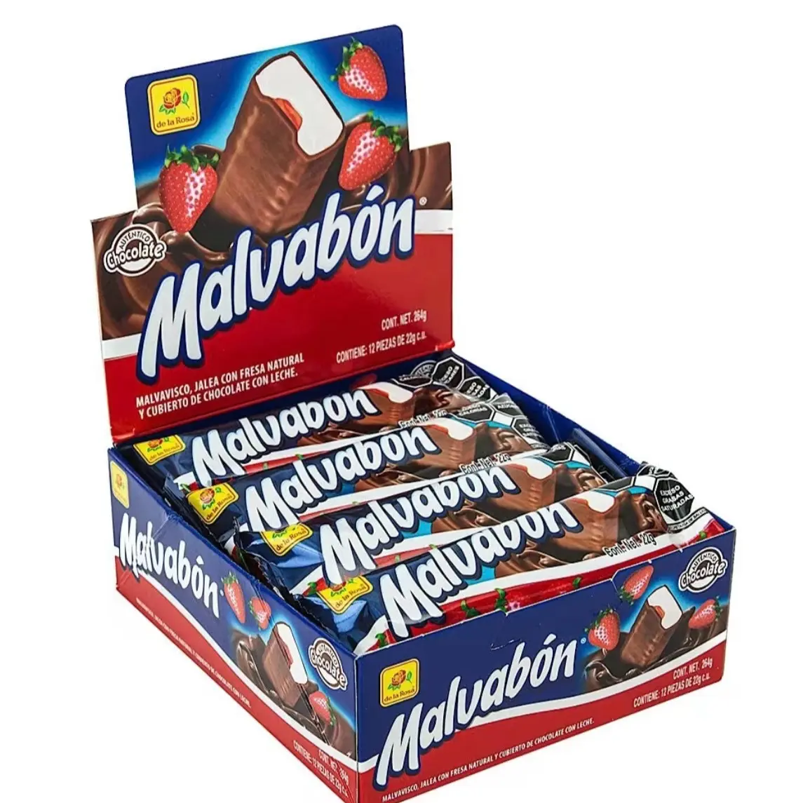 De La Rosa Malvabon Marshmallow with Chocolate Candy - 12 Pack - Sweet, Bonbon