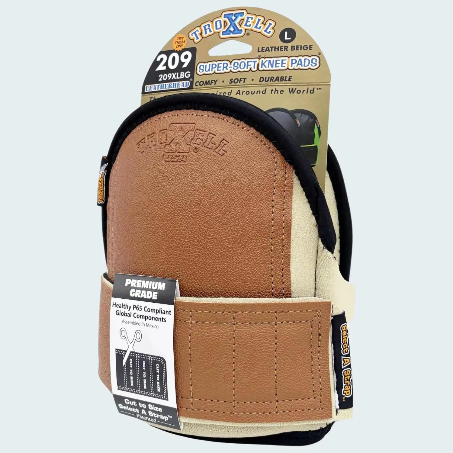 Troxell USA Super-Soft Leatherhead Knee Pads Large | Professional Work Knee Pads for Flooring, Roofing, Tile & Construction