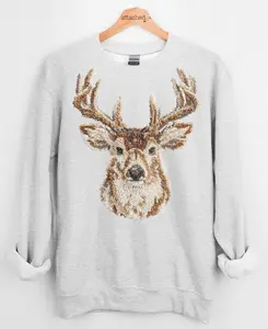 Faux Yarn Deer Graphic Top