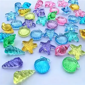 34pcs Colorful Artificial Shell Decorations, Creative Crystal Fish Tank & Aquarium Pool Accessories, Starfish, Beach Scene, Party DIY Decoration