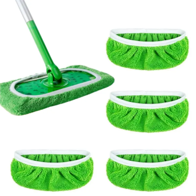 4 Pack of Reusable Mop Pad, Heavy Duty Scrubby Microfiber Mop, Compatible with Swiffer Sweeper, Cover Multi-Surface Cleaning Wet Dry Refills Household Items