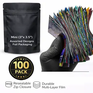 100 Pack Mini 3” x 3.5” Assorted Designs Foil Packaging
