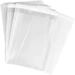 100 Pieces (9x12 Inch) Clear Plastic Bags for Packaging, Clothing &amp; T-Shirts Strong Packing Self Adhesive Cellophane Bag