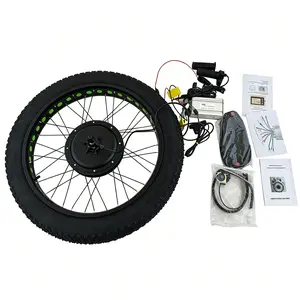 Complete Electric Bicycle Conversion Kit, 48V 1500W 26 Inch Front Brushless Gearless Hub Motor with LCD Display Controller for Fat Snow Bike