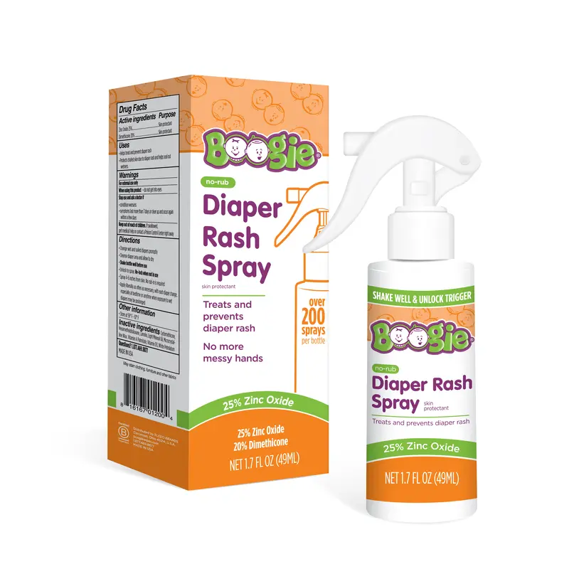Boogie No-Rub Diaper Rash Spray 1.7 oz – Touch-Free Zinc Oxide Protection for Sensitive Baby Skin (200+ Sprays)