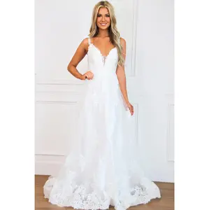 Isabel A-Line Lace Wedding Dress: White