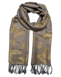 Gray & Gold Reversible Butterfly Rave Pashmina