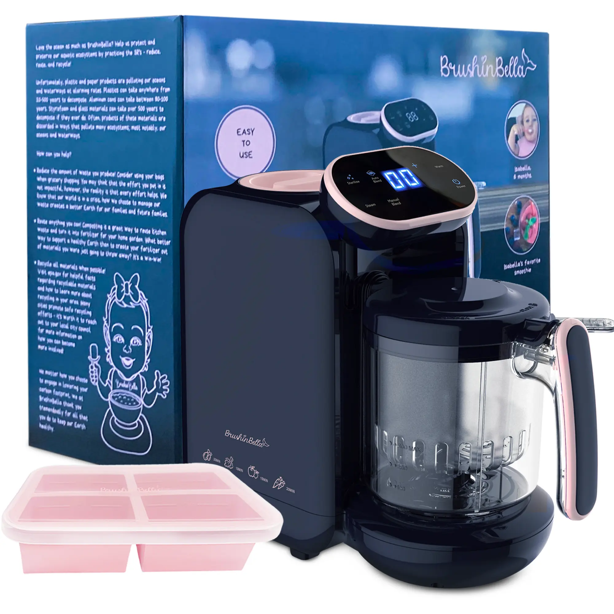 Baby Food Maker - Baby Food Processor with Soup Tray - 5-in-1 Blender, Grinder Steamer, Baby Puree Maker Machine, Bottle Warmer - Touch Screen, Auto and Manual Blend