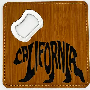 California Bear Leather Wrapped Coaster