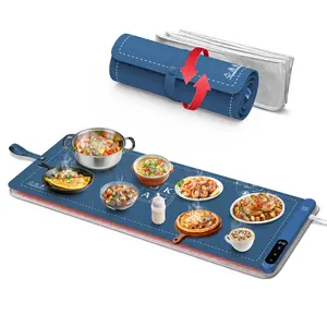 OKAN Extra-Large Silicone Electric Food Warmer Mat, 36"×15" Fast Full-Surface Heating, 6 Temp Settings, Foldable Convenience, Easy to Clean, Compatible with All Cookware, Six Temp Settings
