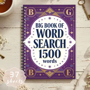 Big Book of Word Search Notebook, 1500 Words Vocabulary Fill-In-Blank, Ideal for Language Learning & Practice