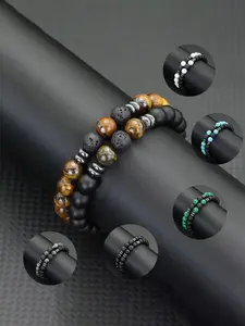 2 Piece Set Men's Handmade 8mm Natural Malachite Beaded Bracelets, Stylish Accessories for Him, Ideal Gift for Special Occasions, High Quality Bracelet