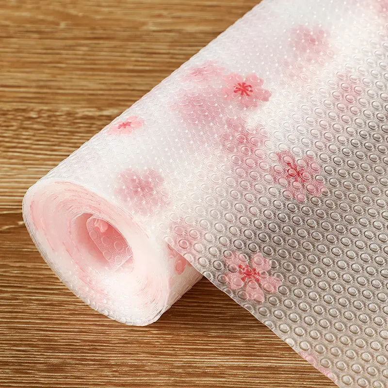Eva Kitchen Cabinet Liner Roll, Non-Stick Waterproof Oil-Proof, Sakura Pattern Design, Easy Clean Durable Storage Pad, Home Decor