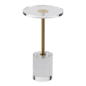【Summervibes】VEVOR Clear Acrylic End Table, Acrylic Side Table with a Solid Base, 11.9 x 11.9 inch Round Tabletop, 21.4 inch High, for Coffee, Drink, Food, Snack used in Living Room, Bedroom, and Study