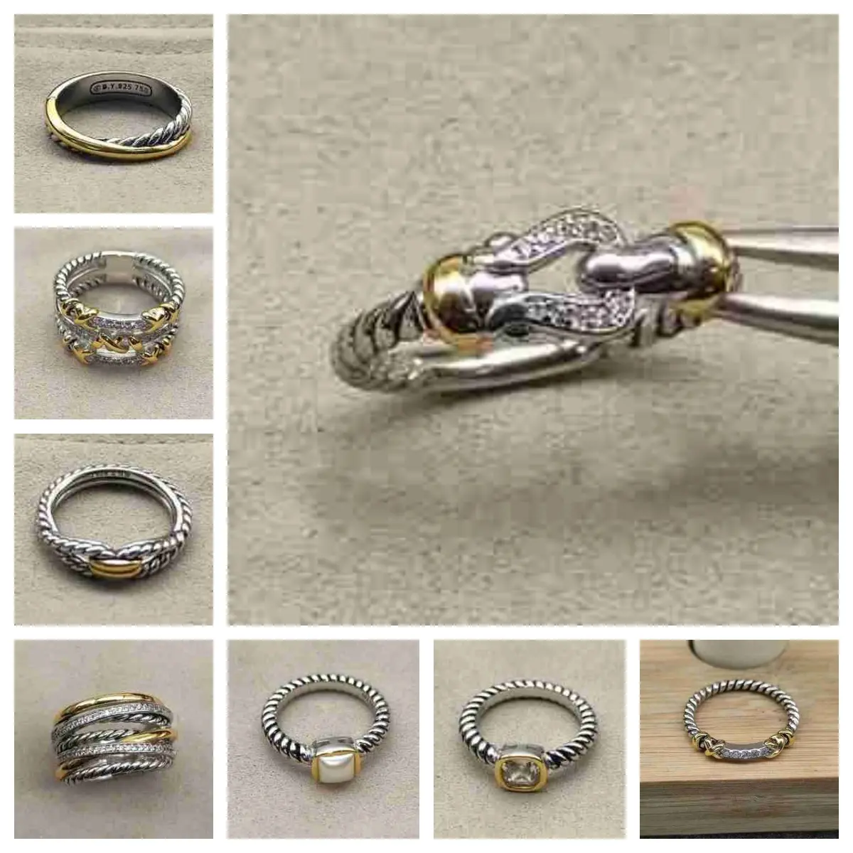 2025 New S925 Sterling Silver Spiral Crystal Ring - Colored Gemstone Double Ring, Retro Couple Fine Finger Jewelry for Party Gifts, Fashionable Simple Luxury Personality Accessory, Crystal Rings, Double Rings