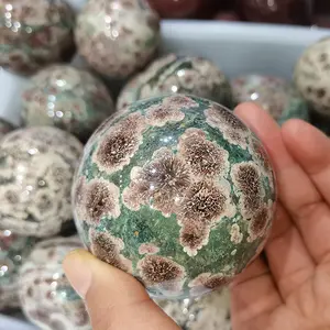 1 count Decorative Ball Natural Healing Crystals Sphere Money Agate Ball Polished Divination Ball 61-70mm Polished Crystal Sphere