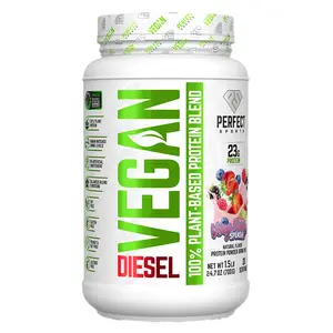 PERFECT Sports Diesel, Vegan, 100% Plant-Based Protein Blend, Very Berry Splash, 1.5 lb (700 g)