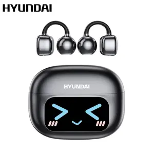 HYUNDAI C02 Clip-On Ear Headphones with LCD Full Color Touch Screen, Wireless Earbuds Headset for Music & Phone Calls