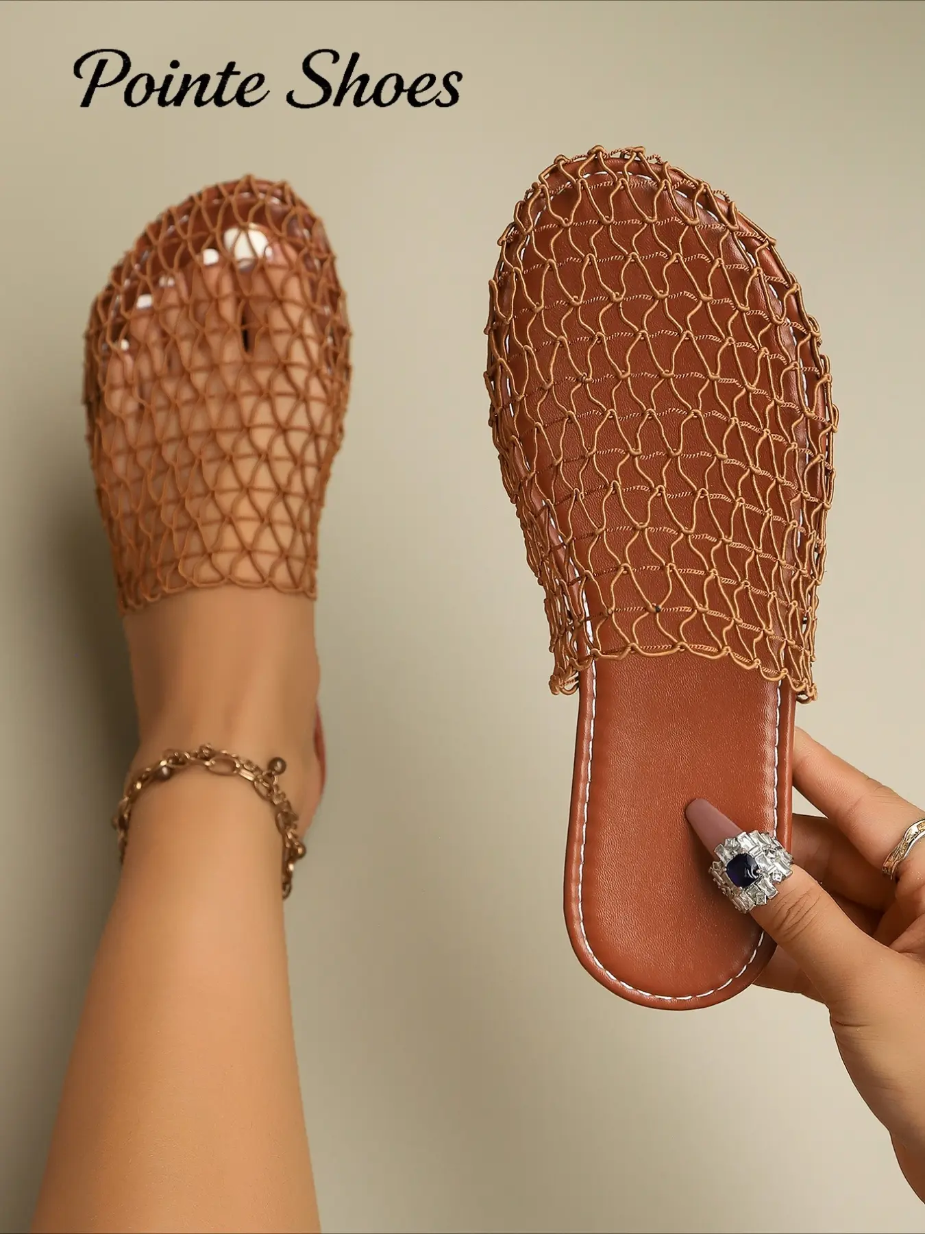 2026Women’s Breathable Hollow Mesh Flat Mules, Summer Closed-Toe Slip-On Slippers, Lightweight Non-Slip Beach & Casual Slides Footwear