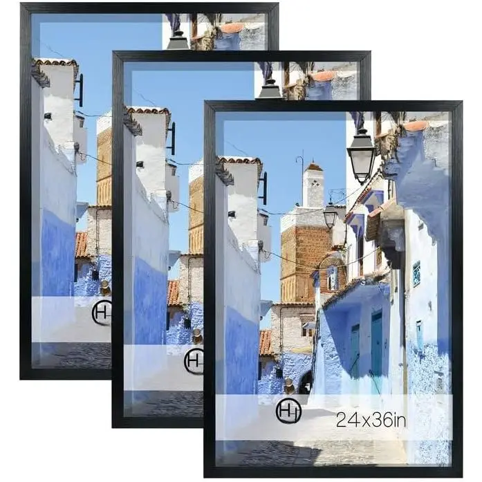 24x36 Poster Frame, Black Picture Frame for Wall Gallery, Vertically and Horizontally Display Posters, Paintings and Artworks, 3 Pack