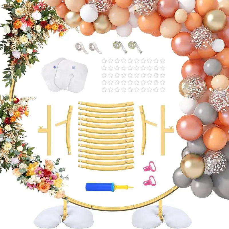Round Metal Balloon Arch Stand 6.6/7.2FT Gold Heavy Duty Circle Backdrop Frame for Wedding Birthday Baby Shower Graduation Party Decor Indoor Outdoor