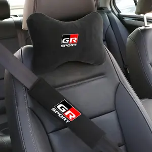 Car Seat Headrest Rest Neck Pillow Cushion Seat Belt Shoulder Pad For Toyota GR Sport Gazoo Racing Yaris 86 Corolla Hilux Supra C-HR Auto Interior Accessories