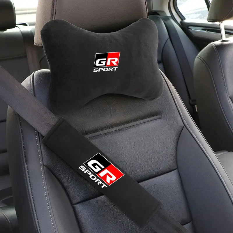 Car Seat Headrest Rest Neck Pillow Cushion Seat Belt Shoulder Pad For Toyota GR Sport Gazoo Racing Yaris 86 Corolla Hilux Supra C-HR Auto Interior Accessories