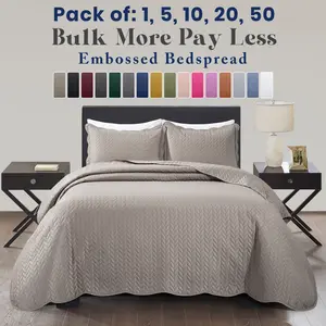 【 Weekly Picks 】Imperial Homeware Leaf Ultrasonic Embossed Quilted Bedspread Set Lightweight Summer Bedspread with Pillow Shams Twin, Queen, King and California King Sizes