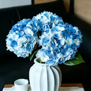 Blue Artificial Hydrangea Flowers 2pcs Realistic Silk Hydrangea Bouquets for Wedding Home Party Decor Elegant Table Centerpiece