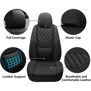 5-Seat Faux Leather Auto Seat Covers Full Set - Universal Fit for Cars, SUVs, Trucks, Waterproof, Airbag-Compatible Protector Cushions, Grey