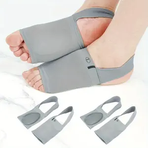 Plantar Fasciitis Arch Support Sleeves with Gel Padding (1 Pair) - Compression Foot Brace for Men and Women, Cotton Blend, Flat Feet Pain Relief, Heel Spurs Cushioning - Grey