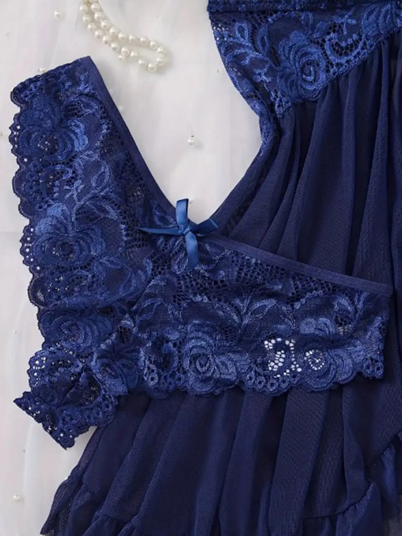 chinese dress ladies Sky Blue Satin Peignoir Set
