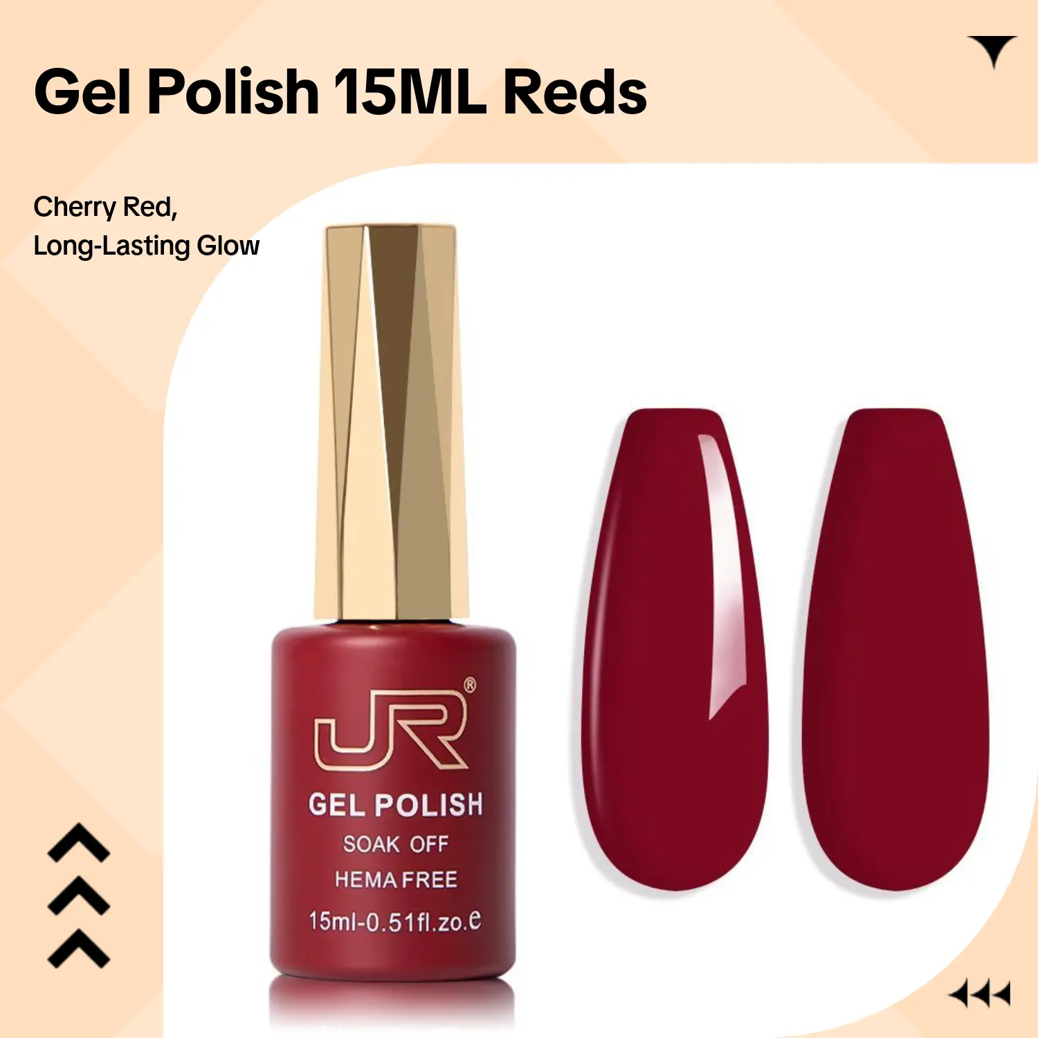 JR Wine Red Gel Polish 15ml - Soak Off UV Nail Polish | Classic Velvet Red & Summer Brights | DIY Salon at Home & Gifts for Her