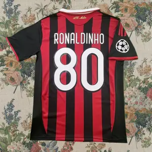 2009/10 AC Home No.80 Ronaldinho Retro Short Sleeves soccer jersey