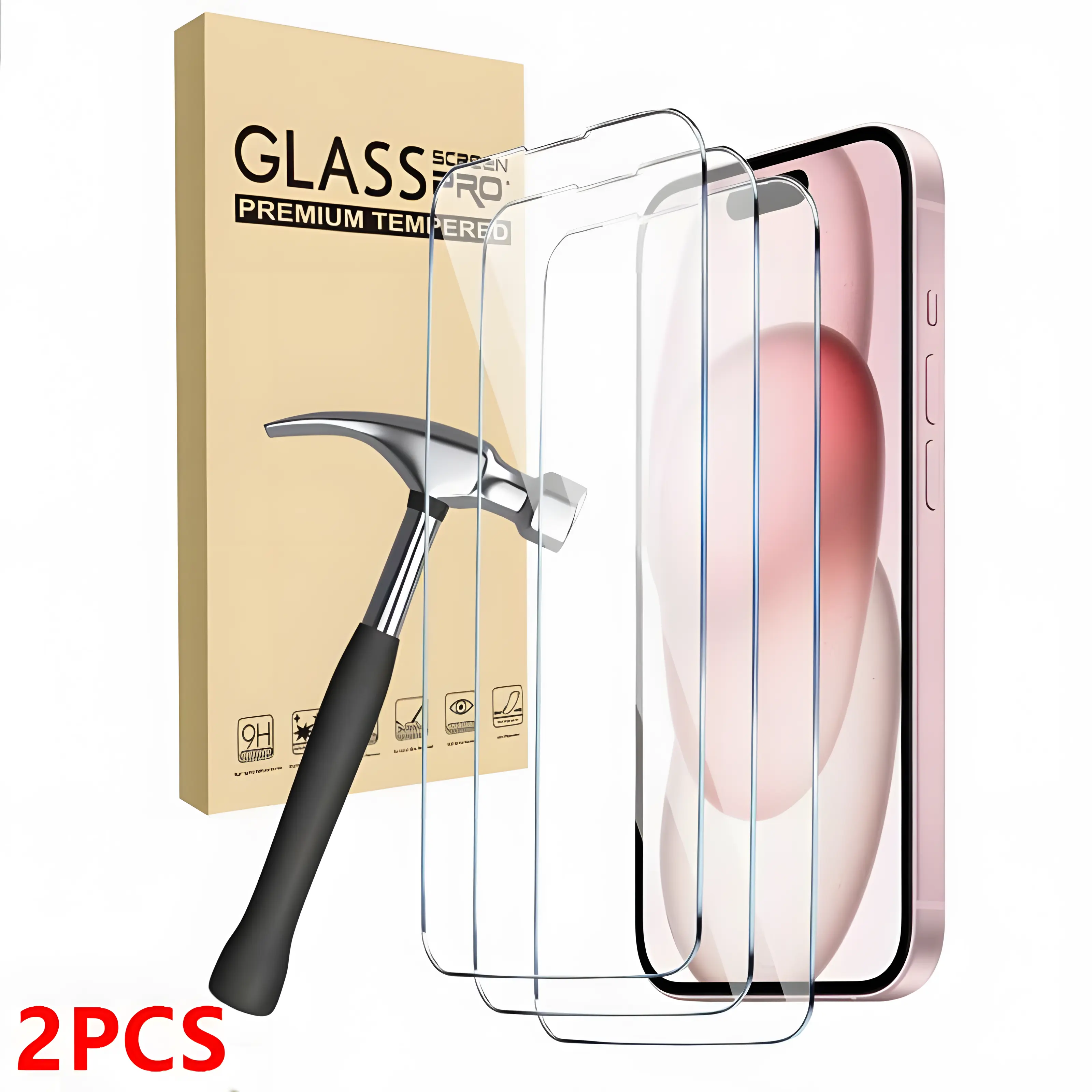 2-pack iPhone17 16 15 14 13 12 11 mobile phone protective film – crystal clear touch, circular polarized eye protection, ultra-clear tempered glass anti-protection design, dust-free and bubble-free, easy to install/holiday best gift/phone cover gift/preci