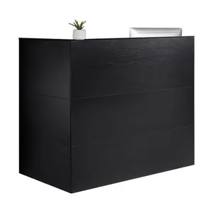 VEVOR 55Inch L-Shaped Corner Computer Desk, Commercial Reception Front Counter Table with Drawer, Keyboard Tray & Storage Cabinet, for Office Lobby & Beauty Salon Checkout, Black