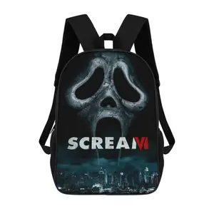 Cartoon Anime Horror Movie Friends Ghost Backpack for Women, Men, Unisex 17 Inch Schoolbag Backpack Rucksack Large Capacity Shoulder Bag Travel Bags Students Bookbag