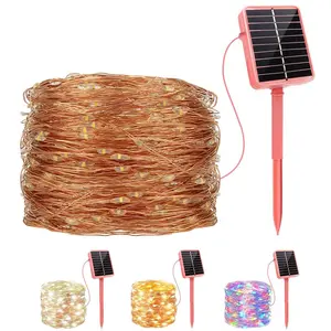 Solar Powered LED Light, 1 Count Outdoor Waterproof Flower Ring Light, Solar Copper Wire Light for Party Festival Garden Decoration