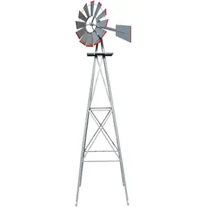 【Summervibes】Ubesgoo 8FT Ornamental Windmill Backyard Garden Decoration Weather Vane, Heavy Duty Metal Wind Mill w/ 4 Legs Design (Grey, 8, Feet, 21.6, Inches, 8.00, Feet, 25.98, Inches, 25.98, Inches)