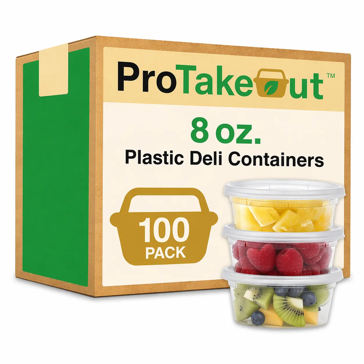 ProTakeOut, [8 oz] Heavy-Duty PP Deli Containers with Lids – 100 Sets  | Microwave & Freezer Safe | Durable, Leak-Resistant & Reusable | Ideal for Food Storage, Meal Prep, Restaurants & Catering